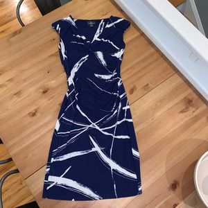 American living midi dress navy white v neck